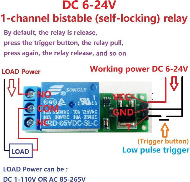 Aideepen IO25B01 1-Kanal Selbsthaltendes Relaismodul mit Niederimpuls-Auslöser in Blau für Smart Home und MCU Entwicklungsboards (DC 6-24V) - Bild 1