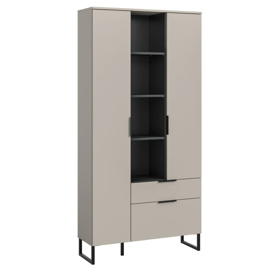 Stauraumschrank Morena von Inn.Furn in Kaschmir und Schwarz mit Soft-Close-Türen, Breite: 90 cm, Tiefe: 37 cm, Höhe: 192 cm - Bild 2