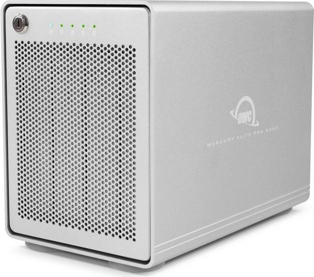 OWC Mercury Elite Pro Quad HDD-Gehäuse in Silber mit USB Typ-C und USB 3.1 Gen 2 Unterstützung für 2.5 und 3.5 Zoll SATA III Festplatten - Bild 1