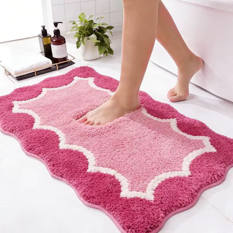 VIKAMA Kleine Duftmatte mit Wellenmuster, rutschfeste Badezimmer-Fußmatte für den Duschraum und Eingangsbereich - Bild 1