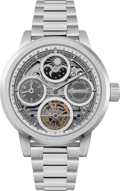 Ingersoll Herrenuhr Automatik, Edelstahl, Silber, 44 mm, 5 ATM - Bild 1