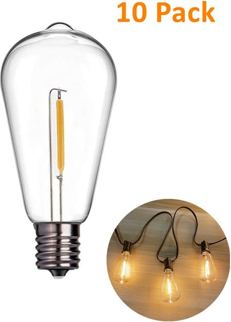 10er Set DACHAN LED Edison Ersatz Glühbirnen ST38 mit E12 Sockel, warmweißes Filament-Licht, transparentes Glas für Indoor und Outdoor - Bild 1