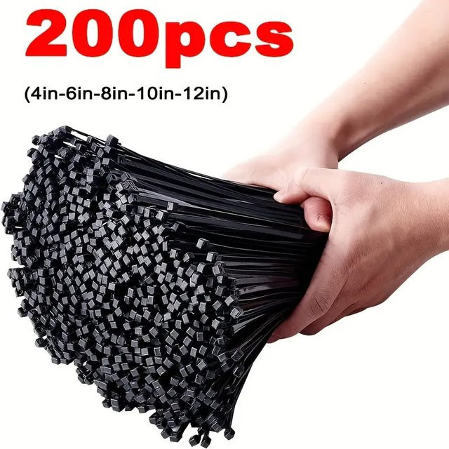 Selbstsichernde Nylon-Kabelbinder aus Kunststoff in Schwarz für Gewächshäuser und Befestigungen - Bild 1