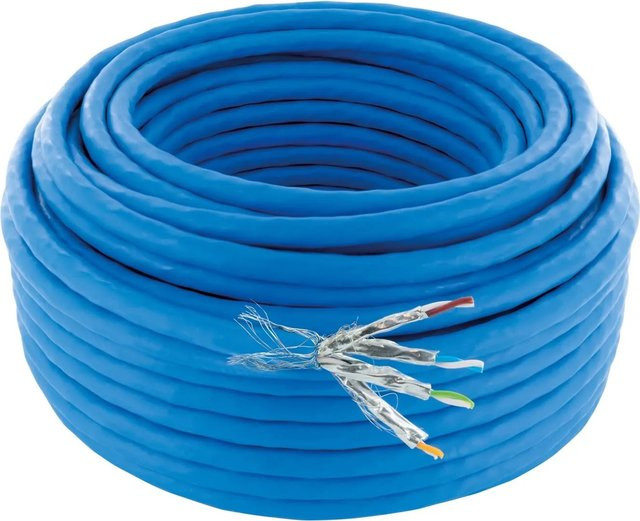 Schwaiger CAT 8.1 Netzwerkkabel S/FTP unkonfektioniert Ethernet LAN Blau 25m - Bild 1