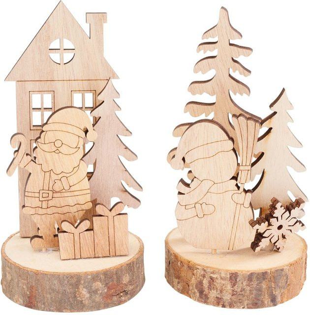 VBS Holz-Steckmotiv Santa & Snowy für Weihnachten in Beige - Bild 1
