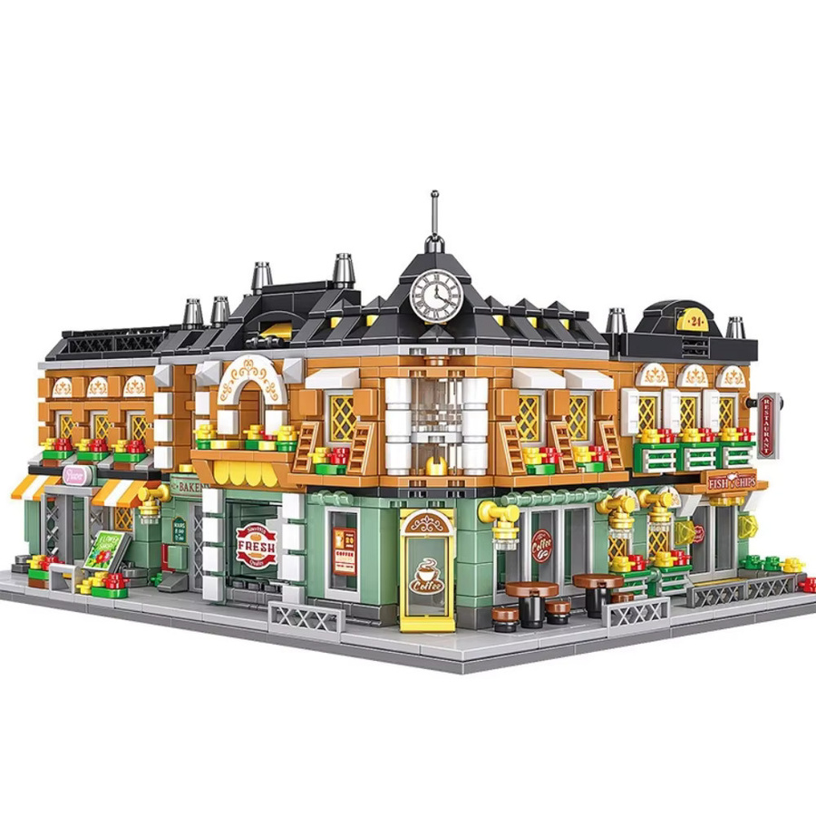 SixBricks Europäische Landschaft Architektur Bausteine Set, Mittelalterlichen Städtischen Einkaufsgeschäft Shop Haus Spielzeug - Bild 2