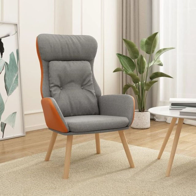vidaxl Relaxsessel Hellgrau aus Stoff und Kunstleder im modernen Design - Bild 1