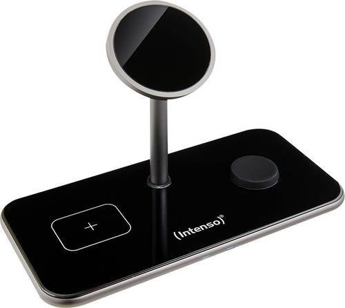 Intenso 3in1 Qi-Schnellladegerät MB13 Magnetic Wireless Charging Stand Schwarz mit USB-C Anschluss - Bild 1