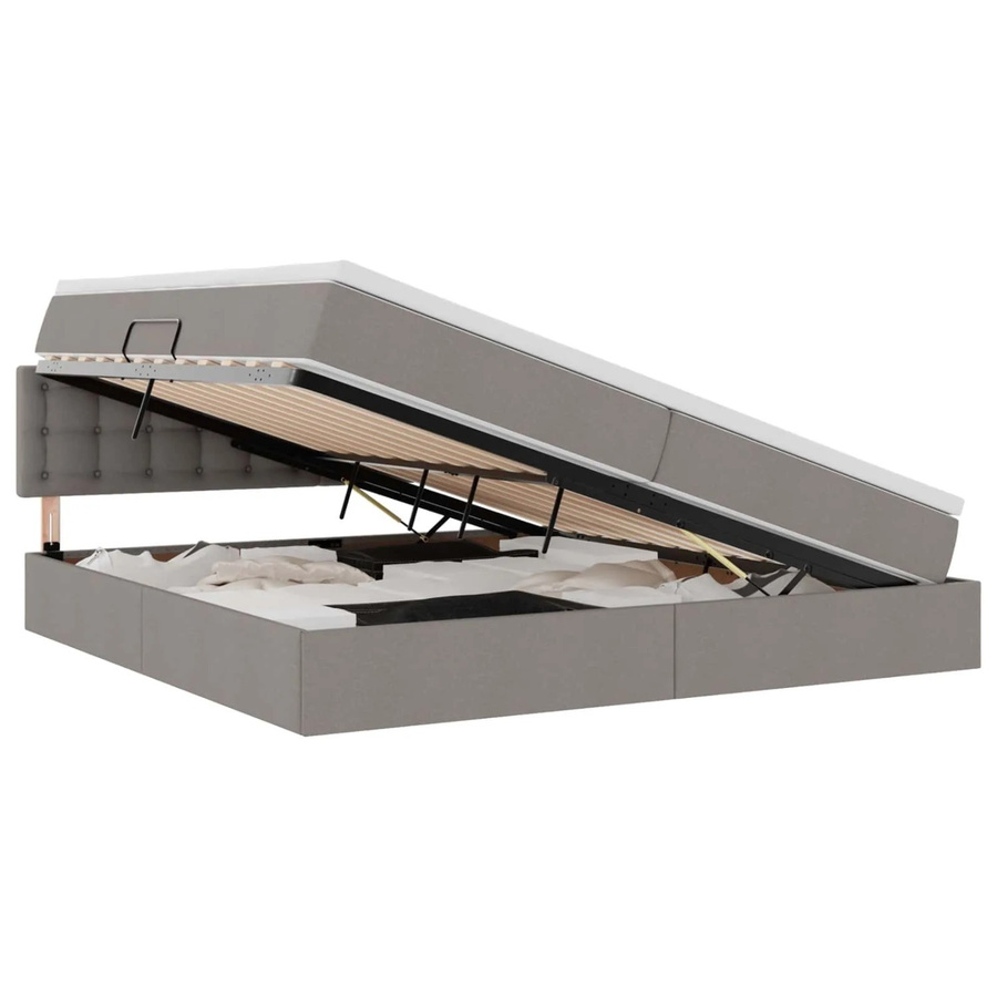 vidaXL Bett mit Stauraum und LED in Taupe, B/T: 200 x 200 cm, mit USB-Anschluss und Lift-up-Funktion - Bild 2