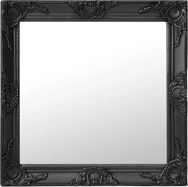 vidaXL Wandspiegel im Barock-Stil in Schwarz, B/H: 60 x 60 cm - Bild 1