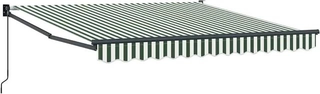vidaXL Einziehbare Markise mit Kurbel in Grün und Weiß, B/T: 350 x 250 cm - Bild 1