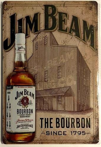 Jim Beam The Bourbon Since 1795 Metallschild im Vintage-Design, Mehrfarbig, B: 20,0 cm, H: 14,0 cm - Bild 1