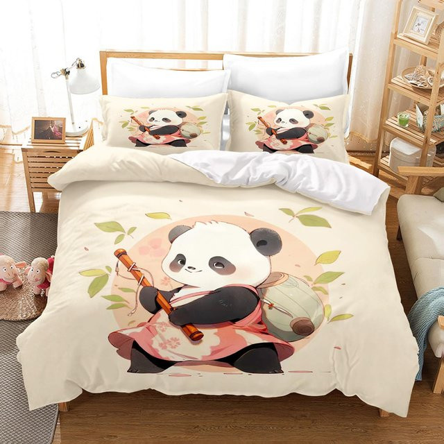 JMG Household Supplies Panda Bettwäsche-Set mit 3D-Tierprint, Weiß, B/H: 200 x 200 cm - Bild 1