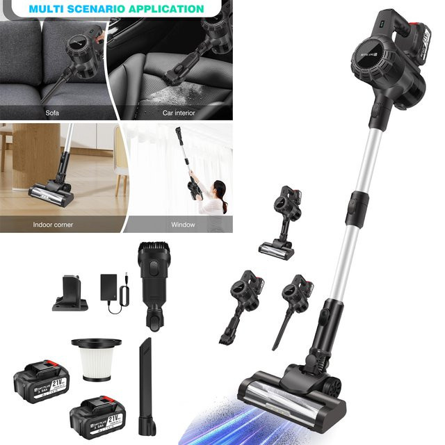 DayPlus 3-in-1 Akku-Staubsauger Schwarz, kabelloser Handstaubsauger mit bürstenlosem Motor und 130000 RPM für Teppiche und Hartböden, beutellos - Bild 1