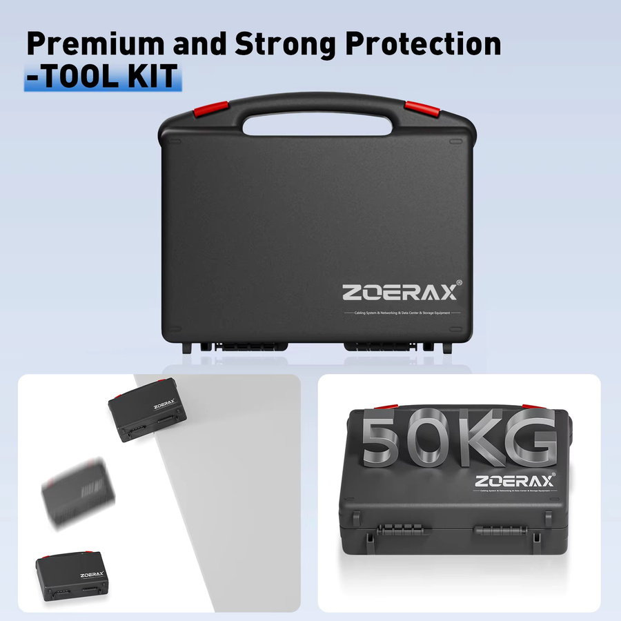 ZoeRax 9-in-1 RJ45 Crimpwerkzeug-Set in Blau mit Kabeltester, Crimpzange, CAT6-Steckern und Abisolierer - Bild 3