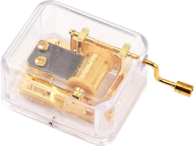 Tooarts DIY Mechanische Acryl Spieluhr mit 18 Noten und Handkurbel in Transparent und Gold - Bild 1