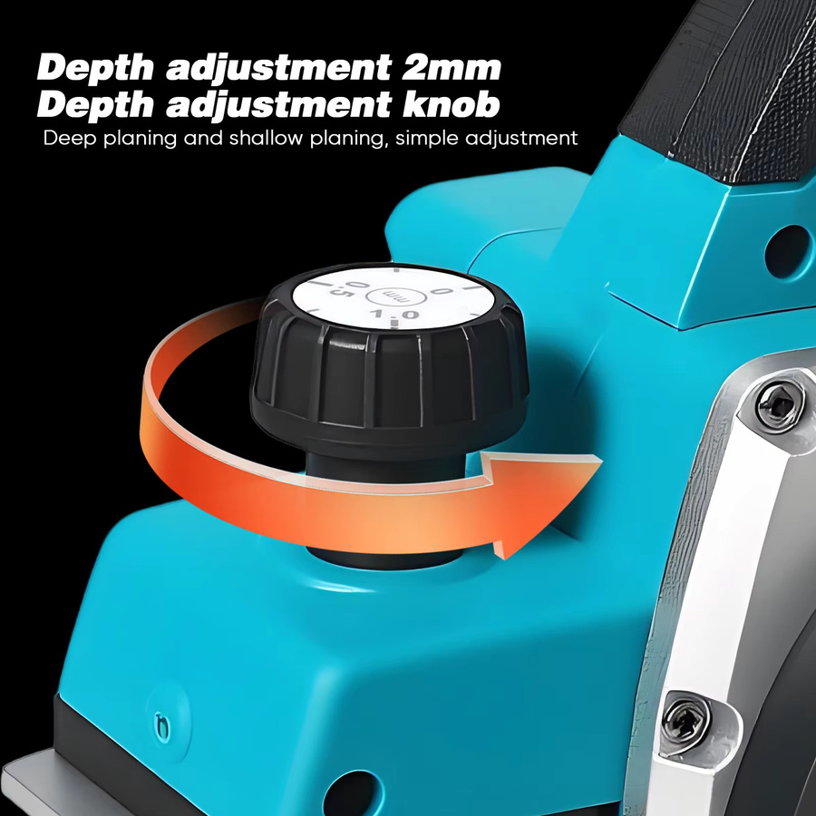 Betuyoo Kabelloser bürstenloser Elektrohobel in Blau, kompatibel mit Makita 18V B-Serie Li-Ion, 650W Leistung, 15000 U/min, Hobelbreite: 82 mm, einstellbare Tiefenverstellung 0-2 mm - Bild 4