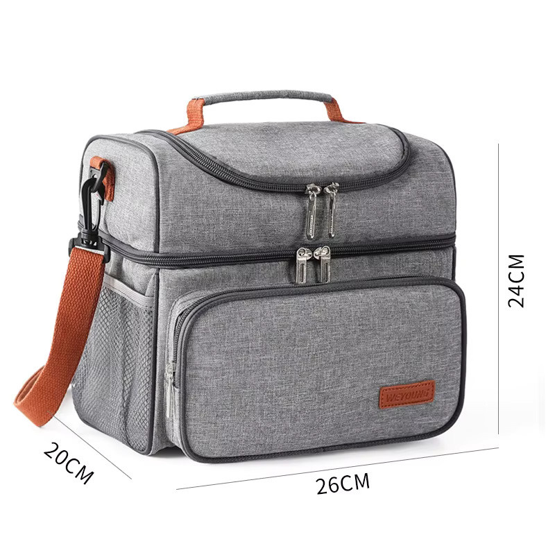 Airfriend Thermische Bento Lunchbox Tasche mit Doppelschicht und großem Volumen in Schwarz und Grau - Bild 3
