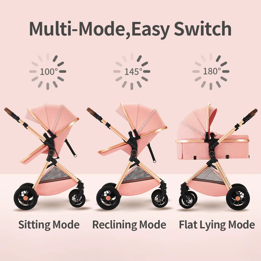 B.childhood 2-in-1 Kinderwagen in Schwarz mit wendbarem Sitz und faltbarem Säuglingsbuggy - Bild 1