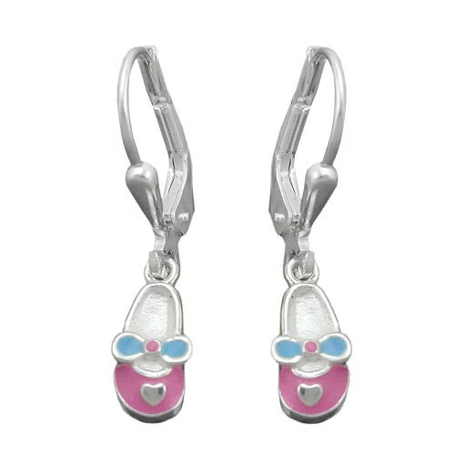 SIGO Ohrringe Brisur Schuh, 925 Silber, rosa-hellblau, Kinder - Bild 1