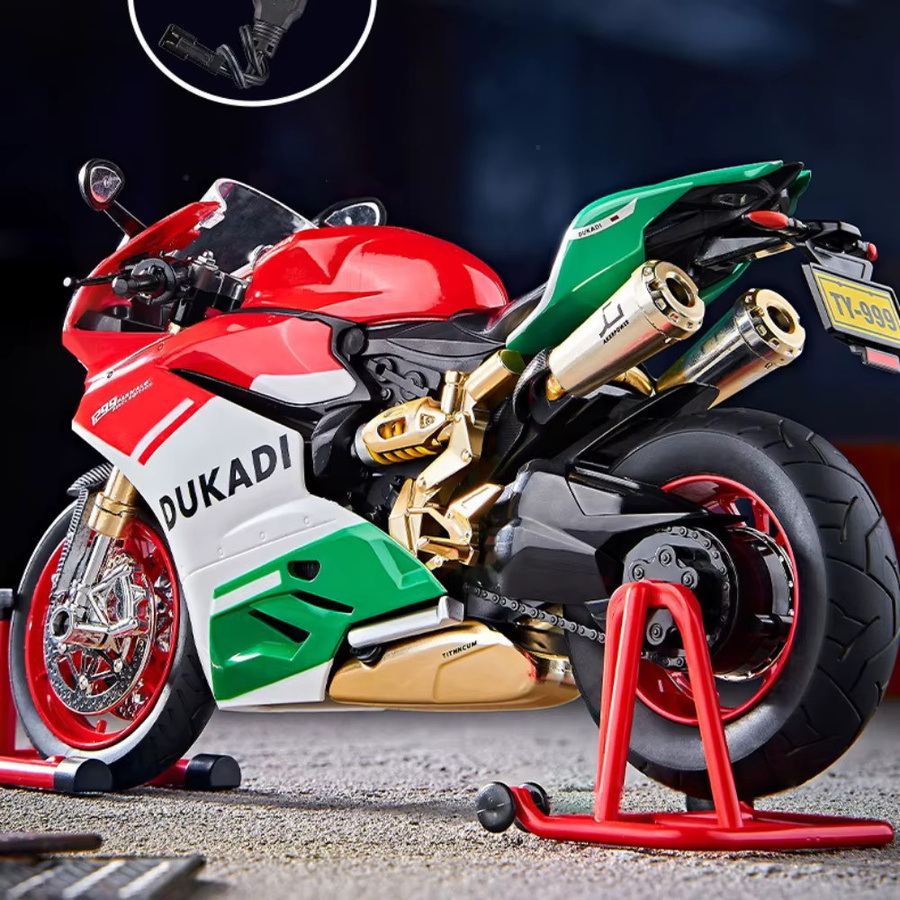 Double Horses Motorrad Modell, 1:9, Metall, Rot - Bild 5