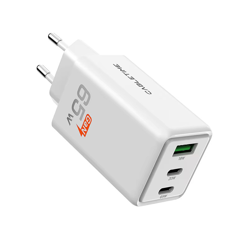 CABLETIME GaN Ladegerät 65 W mit USB-C PD Schnellladung in Weiß - Bild 3