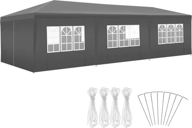 tectake Pavillon Miramas in Grau mit UV-Schutz und wasserdichtem Material, B/T/H: 900 x 300 x 250 cm - Bild 2