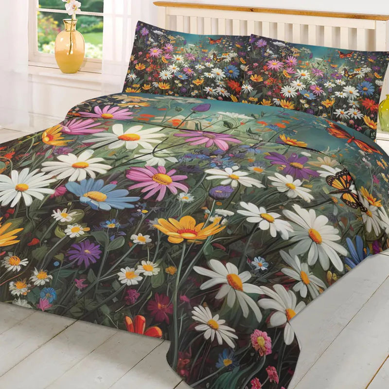 3-teiliges Bettwäsche-Set mit Gänseblümchen, Schmetterling und Sommerflieder für Single-Betten, B/H: 135 x 200 cm - Bild 4