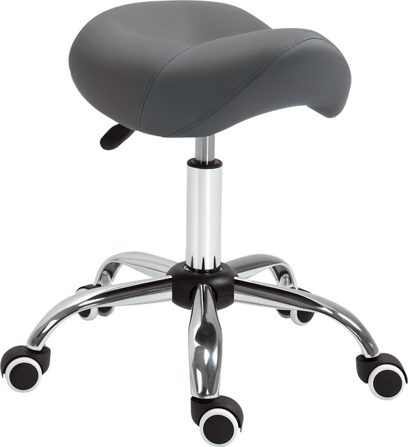 HOMCOM Massagehocker mit Rollen in Grau, höhenverstellbarer Rollhocker mit ergonomischer Aussparung für Tätowierer, Kliniken und Spas, Höhe: 49-61 cm - Bild 1