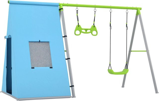 AIYAPLAY 3 in 1 Schaukelgestell für den Außenbereich mit Spielzelt, Schaukel und Turnringen - Bild 1