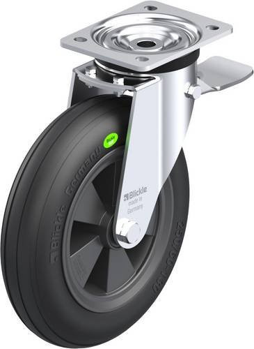 Blickle Lenkrolle L-VWPP 250R-3-ST mit Feststeller in Schwarz und Stahl, Rad-Durchmesser: 25 cm, Tragfähigkeit: 160 kg - Bild 1