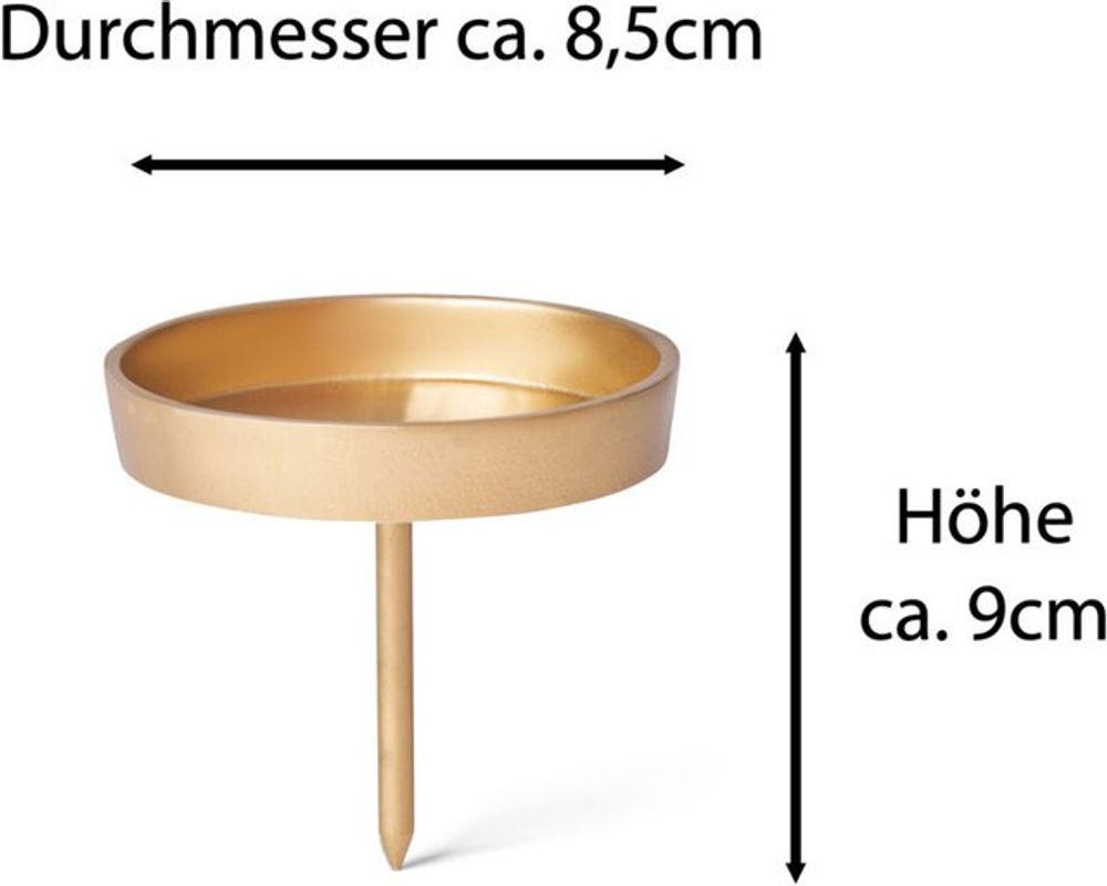 4er Set Novaliv Kerzenständer aus Metall in Gold für Stumpenkerzen, Durchmesser: 8,5 cm - Bild 1