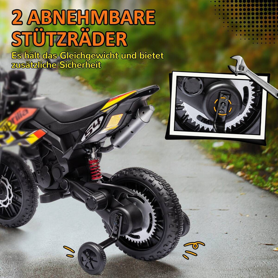 AIYAPLAY Aprilia Kinder-Elektromotorrad mit Musik Gelb - Bild 5