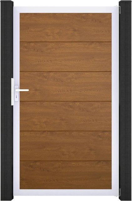 GroJa Steckzaun Tor BasicLine Universal-DIN EV1 einflügelig in Golden Oak - Bild 1
