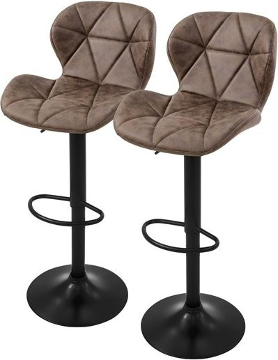 ML-Design Barhocker 2er Set Braun Kunstleder mit Rückenlehne und Fußstütze höhenverstellbar und drehbar - Bild 1