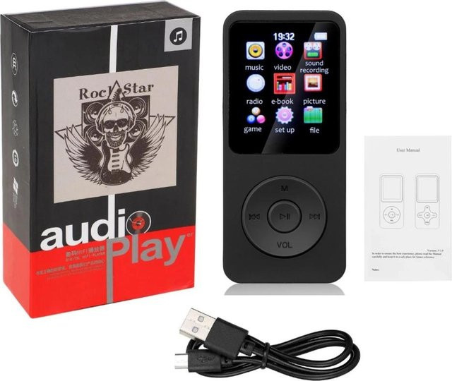 YJMP Electronic Mini MP3 MP4 Player mit Bluetooth, FM-Radio und integriertem Mikrofon in Schwarz - Bild 1
