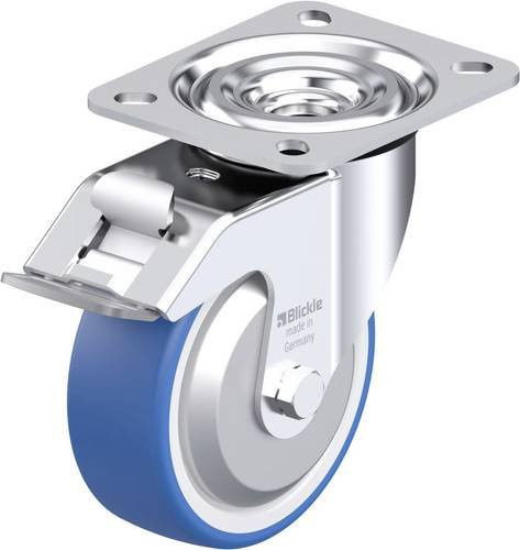 Blickle L-POTHS 100KA-FI-FA Stahlblech-Lenkrolle in Blau mit 100 mm Rad-Durchmesser und 200 kg Tragfähigkeit - Bild 1