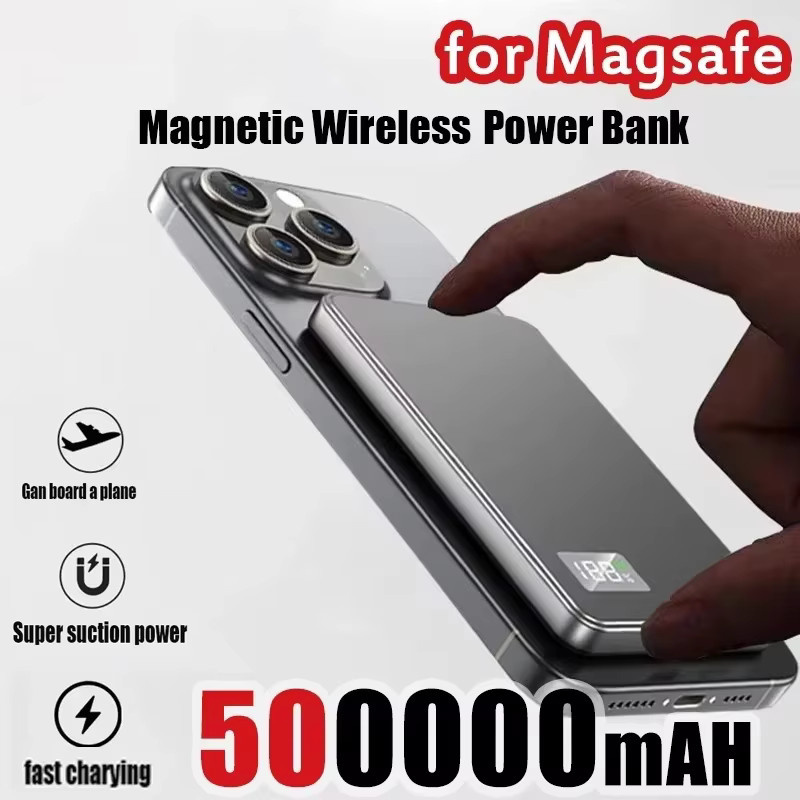 Lenovo 3 in 1 Magnetische Kabellose Powerbank 50000mAh mit 22,5W Schnellladefunktion für MagSafe, iPhone und Samsung, Grau - Bild 4