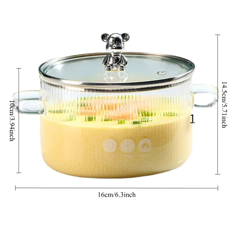 PDQ Glaskochtopf aus Borosilikatglas mit Deckel und Doppelgriffen, transparent - Bild 2