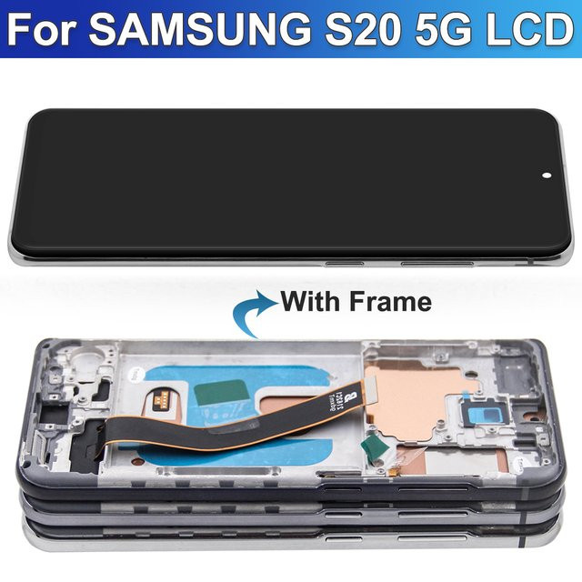 Samsung S20 TFT LCD Display mit Rahmen und Digitizer Touchscreen für 4G G980 G980F 5G G981 in Schwarz oder Silber - Bild 1
