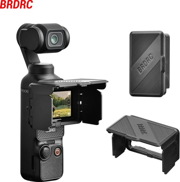 BRDRC Sonnenschutz für DJI Osmo Pocket 4P, 4 und 3, faltbare blendfreie Bildschirmhaube in Schwarz für Außenaufnahmen - Bild 1