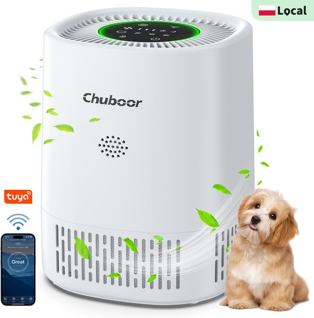 Tragbarer Luftreiniger von Chuboor mit H13 HEPA-Filter zur Entfernung von PM2.5, Gerüchen und Haaren, ideal für Pollenallergiker, in Schwarz oder Weiß - Bild 1