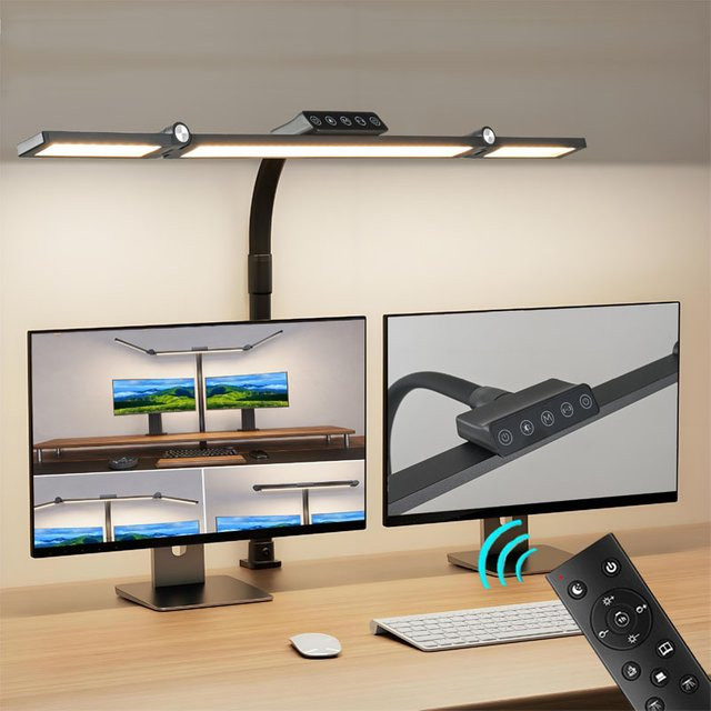 TLEDMP LED-Schreibtischlampe in Schwarz mit Klemme und Fernbedienung, verstellbare Architekt-Schreibtischleuchte aus Metall für Büro und Arbeitszimmer - Bild 1