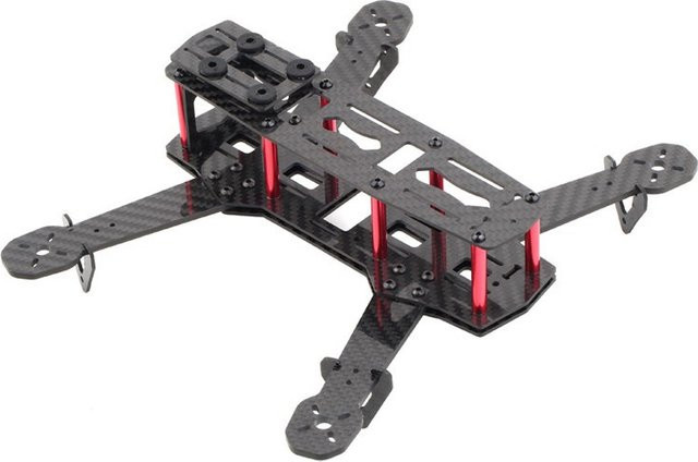 U-Angel-1988 Carbon Fiber Quadcopter Rahmen Kit für ZMR250 QAV250 FPV Drohne, Schwarz, Breite: 250 mm, Tiefe: 250 mm - Bild 1