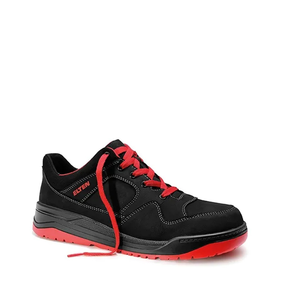 Elten Sicherheitshalbschuh Maverick S3 Low ESD aus Nubukleder in Black-Red, Größe 48 - Bild 2