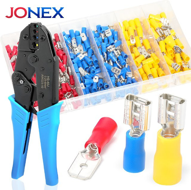 Jonock 260-teiliges Set isolierte Spaten-Crimp-Terminals für elektrische Drahtanschlüsse, 6,3 mm Stecker und Buchsen für schnelle Kabelverbindungen - Bild 1