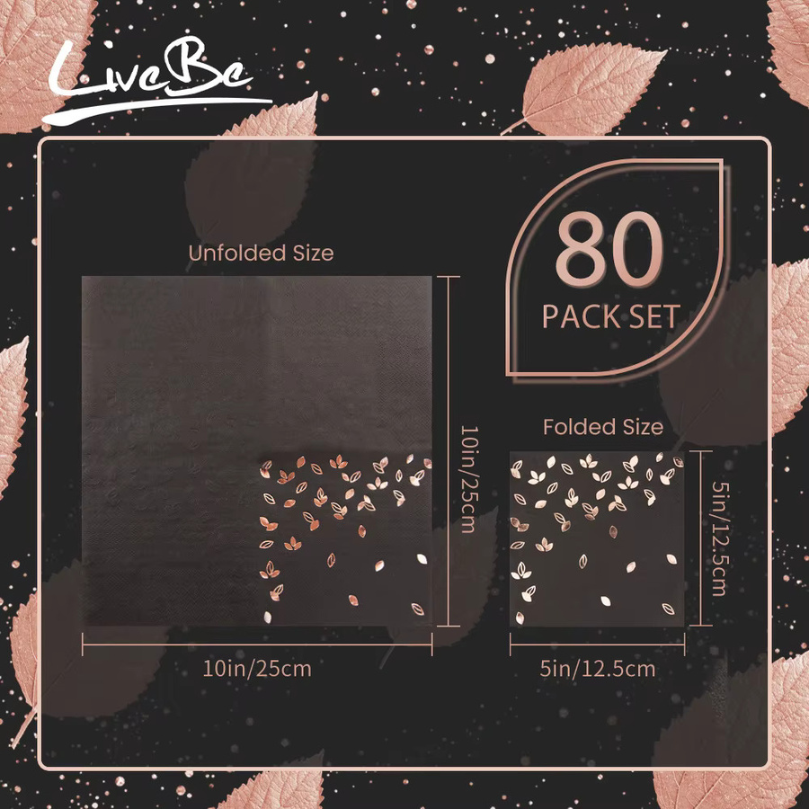 80 Stück Goldene Cocktailservietten aus Papier, 3-lagige Einweg-Partyservietten für Abendessen und Bars, 12,7 x 12,7 cm - Bild 3