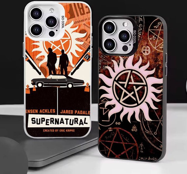 Mesuca Stoßfeste Handyhülle S-Supernatural für iPhone 11 bis 17 Pro Max Plus in Silber und Multicolour - Bild 1