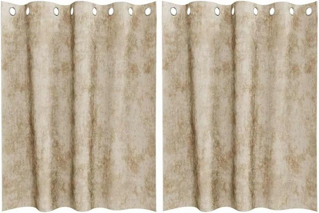 vidaXL Vorhänge aus Samt in Beige, 2er-Set, Verdunkelungsvorhänge mit Ösen, Breite: 140 cm, Höhe: 140 cm - Bild 1