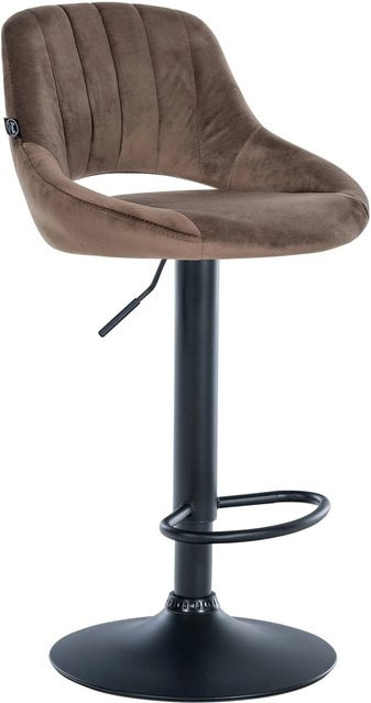 DELUKE Barhocker SEGAD mit Lehne aus Samt in Braun und Metall, B/T/H: 47 x 48 x 85 cm - Bild 1